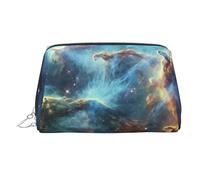 KKLWEGU Universo Galaxy Space Borsa per il trucco in pelle borsa cosmetica impermeabile organizer piccola borsa per trucco con cerniera borsa portatile da viaggio per donne ragazze, Argento, Taglia
