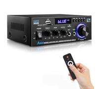 KKMOL Amplificatore HiFi Stereo AK45 - Bluetooth 5.0, Telecomando, 12 V/220 V 400W 2 Canali Amplificatore Audio, Radio FM Portatile, Scheda SD Card/USB, per la casa o per l'auto