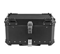 KKnoon Bauletto per moto, baule per moto in lega di alluminio da 65 litri, vano portaoggetti posteriore per moto a sgancio rapido impermeabile e ammortizzante, con 2 Chiavi Adesivo Riflettente