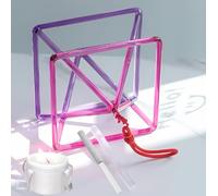 KKNSYW Cristallo di Quarzo Canto Mokaba Merkaba Piramide Bicolore Rosa-Viola, Strumento Musicale curativo Chakra Perfetto, con Due Tipi di percussore(5 inch+Bag)