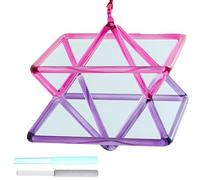 KKNSYW Piramide di Canto in Cristallo di Quarzo Mokaba Merkaba Bicolore Rosa-Viola, Strumento Musicale di guarigione dei Chakra Perfetti, con Due Tipi di percussore(6 inch)