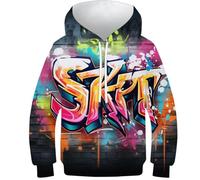 KKOLASXZE Stampa 3D Street Hip Hop Sweatshirt Felpe con Cappuccio con Tasche PulAmorer Unisex Bambino Bambini E Ragazzi 9-11Y