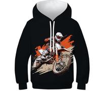 KKOLASXZE Stampa di 3D Bike di Motocross Sweatshirt Felpe con Cappuccio con Tasche PulAmorer Unisex Bambino Bambini E Ragazzi 11-13Y