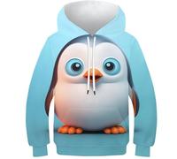 KKOLASXZE Stampa di 3D Pinguino Felpa Felpe con Cappuccio con Tasche PulAmorer Unisex Bambino Bambini E Ragazzi 13-15Y