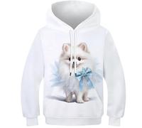 KKOLASXZE Stampa di 3D Pomeraniano Felpa Slim Fit Felpe con Cappuccio con Tasche PulAmorer Unisex Bambino Bambini E Ragazzi 11-13Y