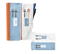 KKONHII Portapenne per notebook, 2 pezzi, portapenne piccolo portapenne con cerniera e fascia elastica regolabile, doppio astuccio sottile, portapenne per ufficio e casa, A, Custodia