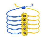 KKPLZZ 5PCS Bracciale Girasole della Pace, Bracciale della Pace Ucraina, Bracciale Girasole Regolabile Fatto a Mano con Corda, Bracciale Ispiratrice dell'Amicizia per Uomo Donna