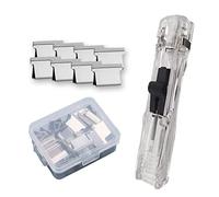 KKPLZZ Cucitrice acrilica, mini pinzatrice a pressione trasparente con 50 punti metallici riutilizzabili, pinzatrice per carta portatile per forniture scolastiche per ufficio a casa