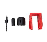 KKPLZZ Kit di Installazione di Bloccaggio, in Acciaio Al Carbonio e Modello di Guida in Plastica con Grandi Scanalature di Rimozione di Chip per Porte di Legno da 1 a 2 1/8 Pollici (Rosso)