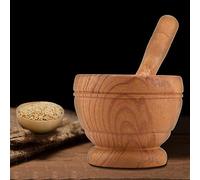 KKPLZZ Macina Aglio Manuale, Set Mortaio e Pestello, Plastica PP Solida, Design Ergonomico, per Schiacciare Pillole di Spezie Ed Erbe, Uso in e in Farmacia (Stile struttura in legno)