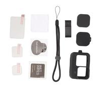 KKPLZZ Set Custodia in Silicone per Action Cam, con Pellicola in Vetro Temperato e Copriobiettivo, Compatibile con Filtri da 52 Mm, per Fotografia Aerea e Attacco per Treppiede