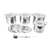 KKPLZZ Set di Pentole per Zuppa in Acciaio Inossidabile da 4 Pezzi, Pentole Multiuso con 8 Coperchi per Friggere Al Vapore, Design Impilabile Salvaspazio