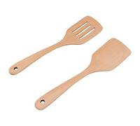 KKPLZZ Set di Spatole in Legno, Utensili da in Legno di Faggio con Pala Che Non Perde e Perde per Cucinare, Mescolare, Agitare, Filtrare