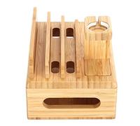 KKPLZZ Supporto Organizer per Dispositivi in bambù, Supporto Multifunzionale per Tablet, Cellulare, Orologio con Spazio di Ricarica, per Riporre la Scrivania Dell'ufficio Domestico