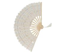 KKPLZZ Ventaglio Pieghevole, Design Unico con Pizzo Cavo e Ossa di bambù, Portatile Leggero per Spettacoli, Regali, Decorazioni, Feste, Matrimoni (Beige)