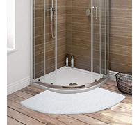 KKPW Tappetino Doccia Antiscivolo Angolare, Tappeto Bagno Angolare in Microfibra, Tappetino da Doccia Curvo Antiscivolo, A Forma di Ventaglio Imbottiture per I Piedi Lavabile, 45x100cm