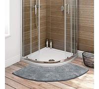 KKPW Tappetino Doccia Antiscivolo Angolare, Tappeto Bagno Angolare in Microfibra, Tappetino da Doccia Curvo Antiscivolo, A Forma di Ventaglio Imbottiture per I Piedi Lavabile, 45x100cm