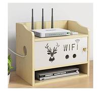 KKRANG Scatola Router Wireless di Grande capacità, Ripiani per Mobile TV, Scatola di immagazzinaggio Wi-Fi, Scatola di immagazzinaggio con Staffa per Pannello di Collegamento in Legno, Scatola di c