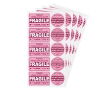 kkrrammii 100 adesivi fragili per spedizioni non calpestare o piegare etichette non cadere maniglia con cura adesivi per spedizione spedizione etichette adesive fragili per scatole, buste pallet rosa