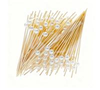 kkrrammii 100 stuzzicadenti decorativi in bambù bianco perlato, 11,9 cm, stuzzicadenti per antipasti, lunghi bastoncini da cocktail per feste di nozze, accessori per salumi