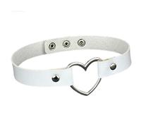 kkrrammii Collana girocollo in pelle con cuore regolabile punk PU collana gotica morbida catena per le donne gioielli bianchi accessori per feste festival