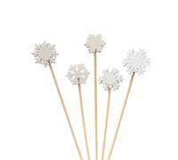 kkrrammii Confezione da 100 stuzzicadenti natalizi a forma di fiocco di neve, 11,9 cm, in bambù, per antipasti, frutta, cibo, salumi, decorazioni miste
