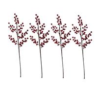 kkrrammii Confezione da 4 steli di bacche rosse artificiali bordeaux per albero di Natale, ghirlande, vacanze, matrimoni, composizioni floreali fai da te, decorazioni per la casa