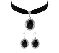 kkrrammii Girocollo gotico amuleto pietra rossa collana pirata e orecchini per donne strega vampiro costume gioielli Halloween stile antico ciondolo collana girocollo per le donne, Misura unica, Vetro