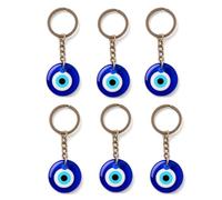 kkrrammii Portachiavi in vetro blu con ciondolo a forma di occhio del malocchio, per la creazione di gioielli e decorazioni per la casa, 30mm, Vetro e metallo, Senza pietre preziose