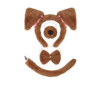 kkrrammii Set di 4 fasce per orecchie per cani e coda e naso papillon marrone per cuccioli di cane, accessori per costume realistici orecchie per cani, fascia soffice per cosplay, copricapo per