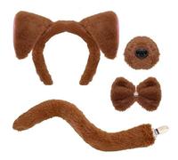 kkrrammii Set di 4 orecchie per cani e coda naso papillon set marrone orecchie per cani accessori per costume per donne adulte Halloween carnevale forniture per feste vestire accessori cosplay