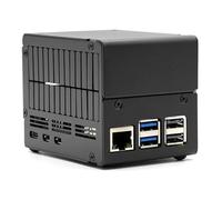 KKSB Custodia per Raspberry Pi 5 - Custodia alta in alluminio per cappelli doppi e cappelli NVMe, compatibile con dispositivo di raffreddamento ufficiale Raspberry Pi