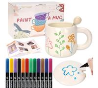 KKSJK Kit Pittura Ceramica, Tazze da Dipingere con Manico, Coperchio e Cucchiaio, Include Tazze e Vernice Ceramica, Dipingi la Tua Tazza, Set Fai da Te per Adulti Bambini Coppia