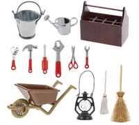 KKSJK Set di Cassette degli Attrezzi in Miniatura, 13 Pezzi Accessori per Gnomi in Miniatura, Strumenti per Gnomi, Accessori per Casa delle Bambole Natale, Secchio Decorativo da Giardino in Miniatura