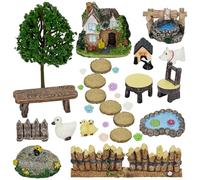 KKSTY Accessori per giardino fatato, fate di benvenuto kit da giardino, 32 pezzi in miniatura per decorazione natalizia giardino fatato piante in vaso decorazione scrivania