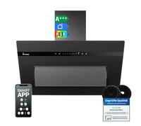KKT KOLBE A+++ cappa aspirante 80 cm 782 cbm/h ricircolo dell'aria di scarico senza testa | vetro nero opaco | ricarica automatica | Smart WiFi App Wi-Fi | SensorTouch | Illuminazione LED RGBW |