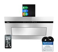 KKT KOLBE A+++ Cappa aspirante 90 cm 782 cbm/h di convezione dell'aria di scarico senza testa | Specchio in vetro nero | Backup automatico | Smart WiFi App Wi-Fi | SensorTouch | Illuminazione LED RGBW