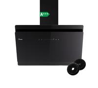 KKT KOLBE A+++ - Cappa aspirante 90 cm, 782 cbm/h, ricircolo d'aria, senza testa, cappa da parete, in vetro, colore nero, sensore Touch, illuminazione a LED, SOLO9005S