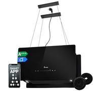 KKT KOLBE Cappa a isola CUBE60FB, 60 cm, nero | 764 cbm/h Smart WiFi, Spegnimento ritardato, Illuminazione LED, 9 livelli di potenza