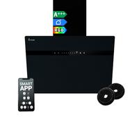 Cappa aspirante 60cm acciaio inossidabile vetro nero WiFi auto spegnimento [EEK: A+++]