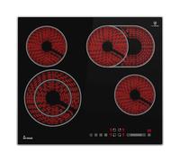 KKT KOLBE | Piano Cottura Elettrico 60 cm | 6,6 kW | 4 zone di cottura | 9 livelli di potenza | doppia zona di cottura | doppia zona di cottura ovale | CH5901AL