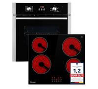 KKT KOLBE Set forno e piano cottura SET8805CH5900RL, 60 cm nero argento | 4 zone, Comandi touch, Grill, Aria calda, Timer automatico, Sicurezza bambini, Vetro termoisolante