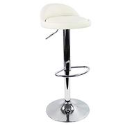 KKTONER Sgabello da bar rotondo in ecopelle con poggiapiedi regolabile in altezza girevole colore bianco