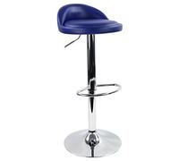 KKTONER Sgabello da bar rotondo in ecopelle con poggiapiedi regolabile in altezza girevole colore blu navy