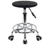 KKTONER Sgabello Girevole Antistatico in PU Schiuma con Poggiapiedi Altezza Regolabile 45-61 cm Nero