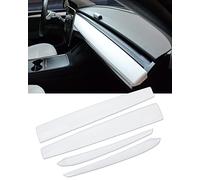 KKTR-CAR per Tesla Model 3 Model Y Dash Wrap Porta Trim Copertura Cruscotto Interno Carbonio Modello Decorazione Wrap Kit Accessori 4 PZ (1-Matte White)