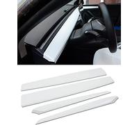 KKTR-CAR per Tesla Model 3 Model Y Dash Wrap Porta Trim Copertura Cruscotto Interno Carbonio Modello Decorazione Wrap Kit Accessori 4 PZ (Bianco opaco)