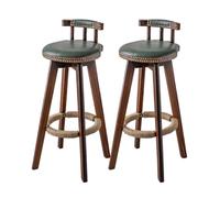 KKTX Set di 2 sgabelli da Bar, Sgabello da bancone Girevole Imbottito, Sedile in PU con Gambe in Legno per Cucina, bistrot, caffè, Pub, Max. Caricare 200 kg3,73cm