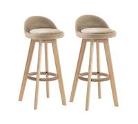 KKTX Sgabelli da Bar Sedia in Corda Cuscino Riprota Set Girevole da Sala da Pranzo per Utensili da Cucina caffè 4 Piedini in Legno Max 200 KgBeige,Sitting High: 65cm