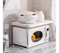 KKTX Supporto per microonde a 2 Livelli Resistente, ripiano da Cucina in Acciaio Inossidabile, Organizer da Piano di Lavoro per Ufficio, Scuola, Chiesa e cucinaSilver,62cm